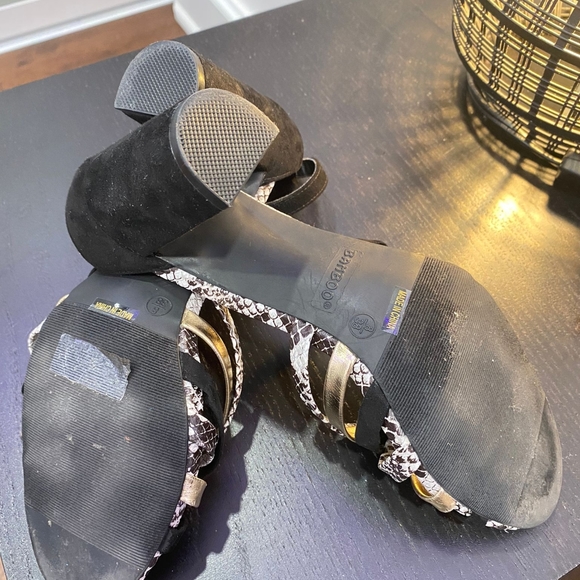 Snakeskin Open Toe Block Heels - Picture 4 of 4